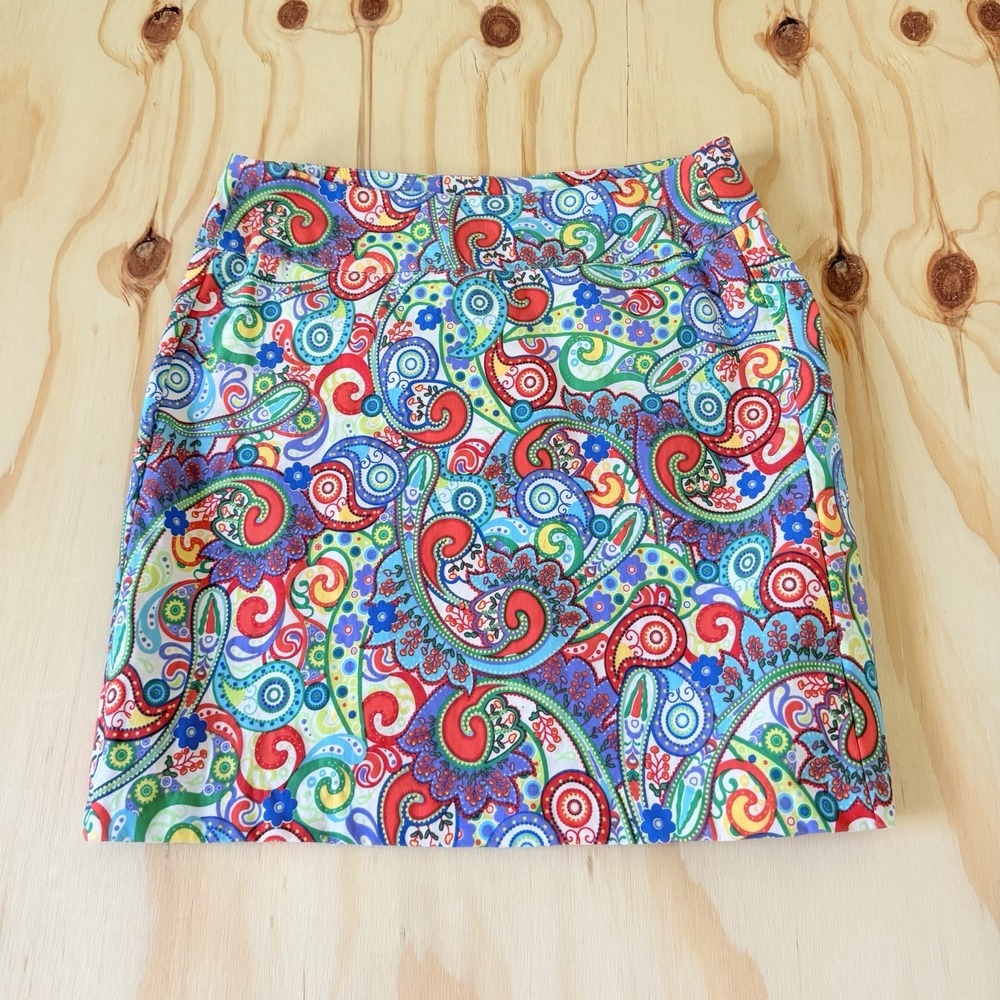Lulu-B Paisley Skirt  Women's Size 6 Colorful Abstract Vibrant Floral Stretch